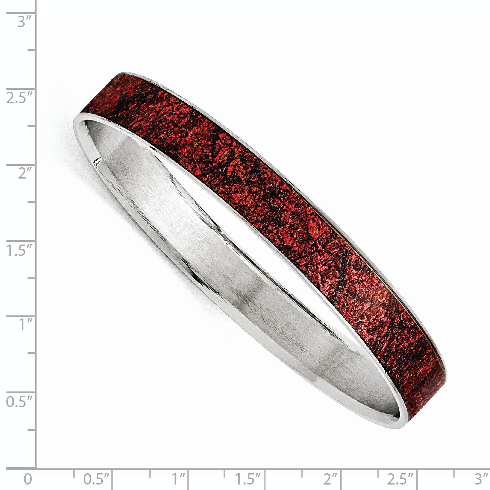 Stainless Steel Polished Red/Black Enameled Wide Bangle Bracelet for Women