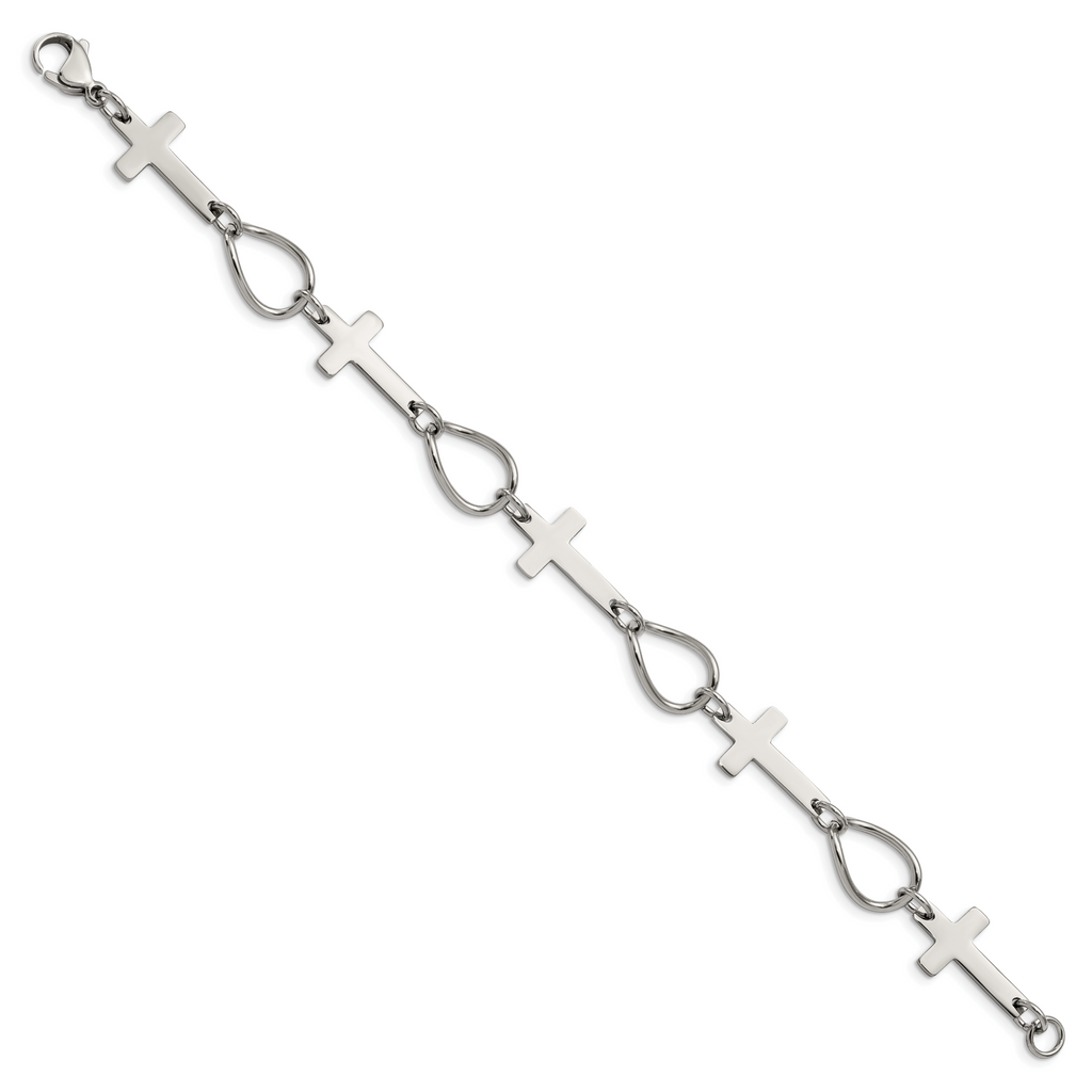 Stainless Steel Polished Cross Bracelet for Women