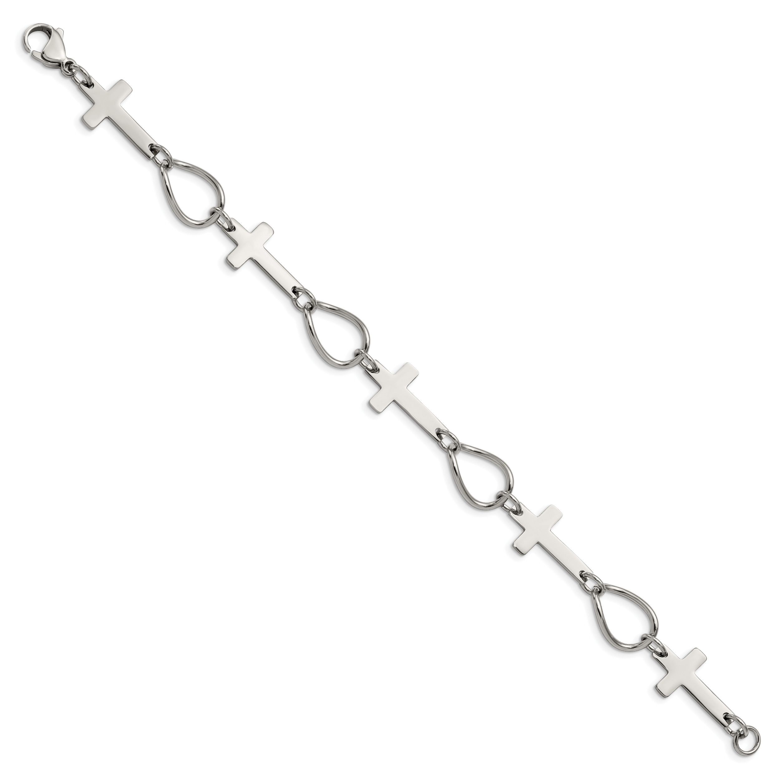 Stainless Steel Polished Cross Bracelet for Women