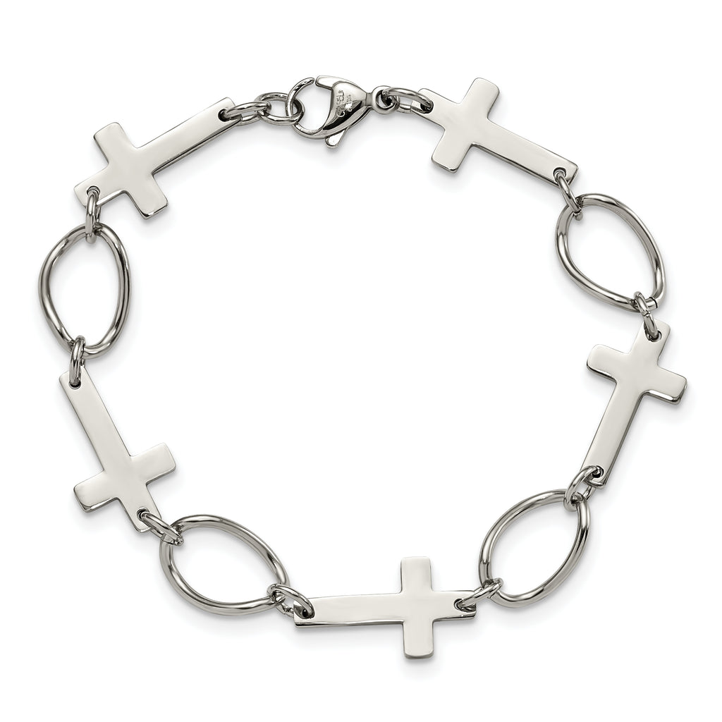 Stainless Steel Polished Cross Bracelet for Women
