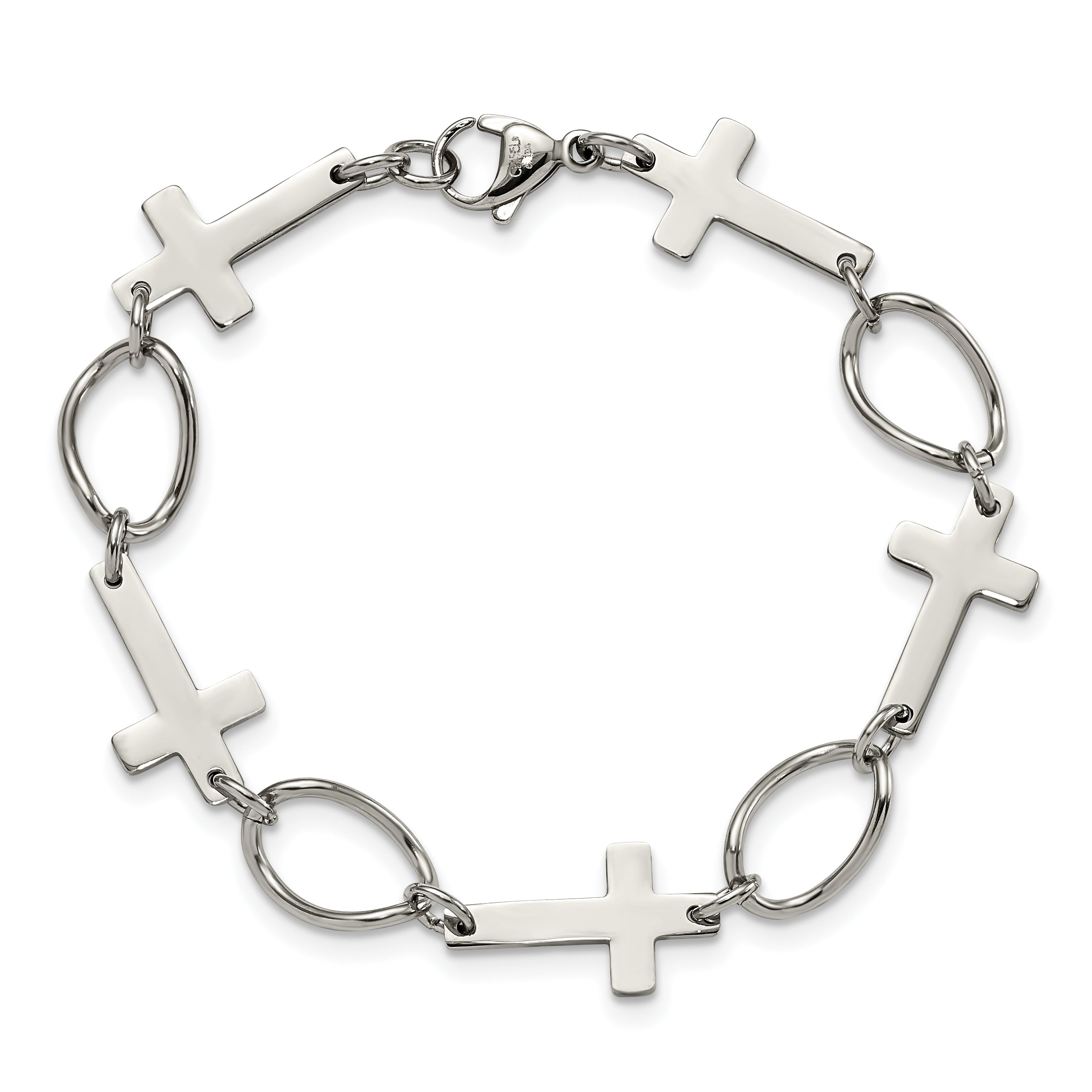 Stainless Steel Polished Cross Bracelet for Women