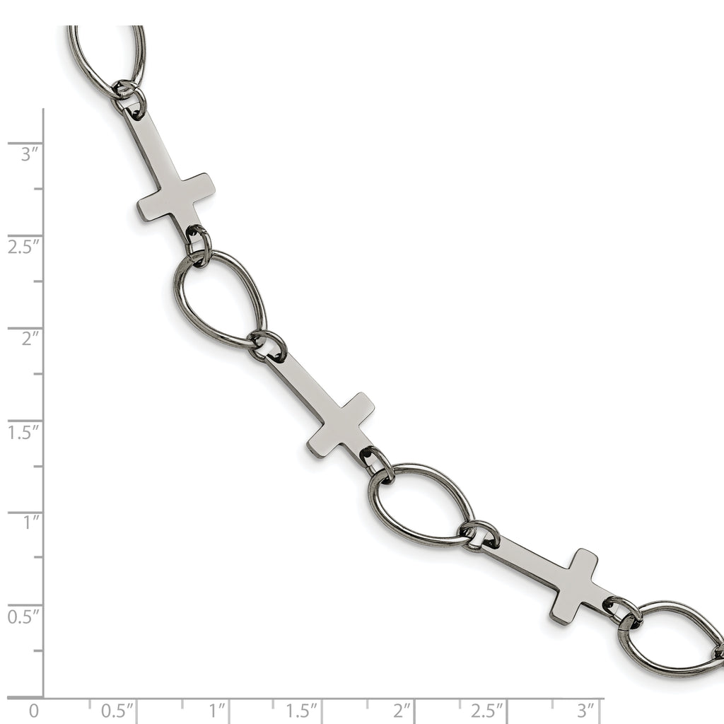 Stainless Steel Polished Cross Bracelet for Women
