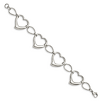 Stainless Steel Polished Heart Link Bracelet for Women