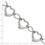Stainless Steel Polished Heart Link Bracelet for Women