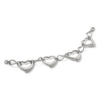 Stainless Steel Polished Heart Link Bracelet for Women