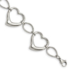 Stainless Steel Polished Heart Link Bracelet for Women