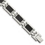 Stainless Steel Polished with Black Carbon Fiber Inlay Link Bracelet for Men