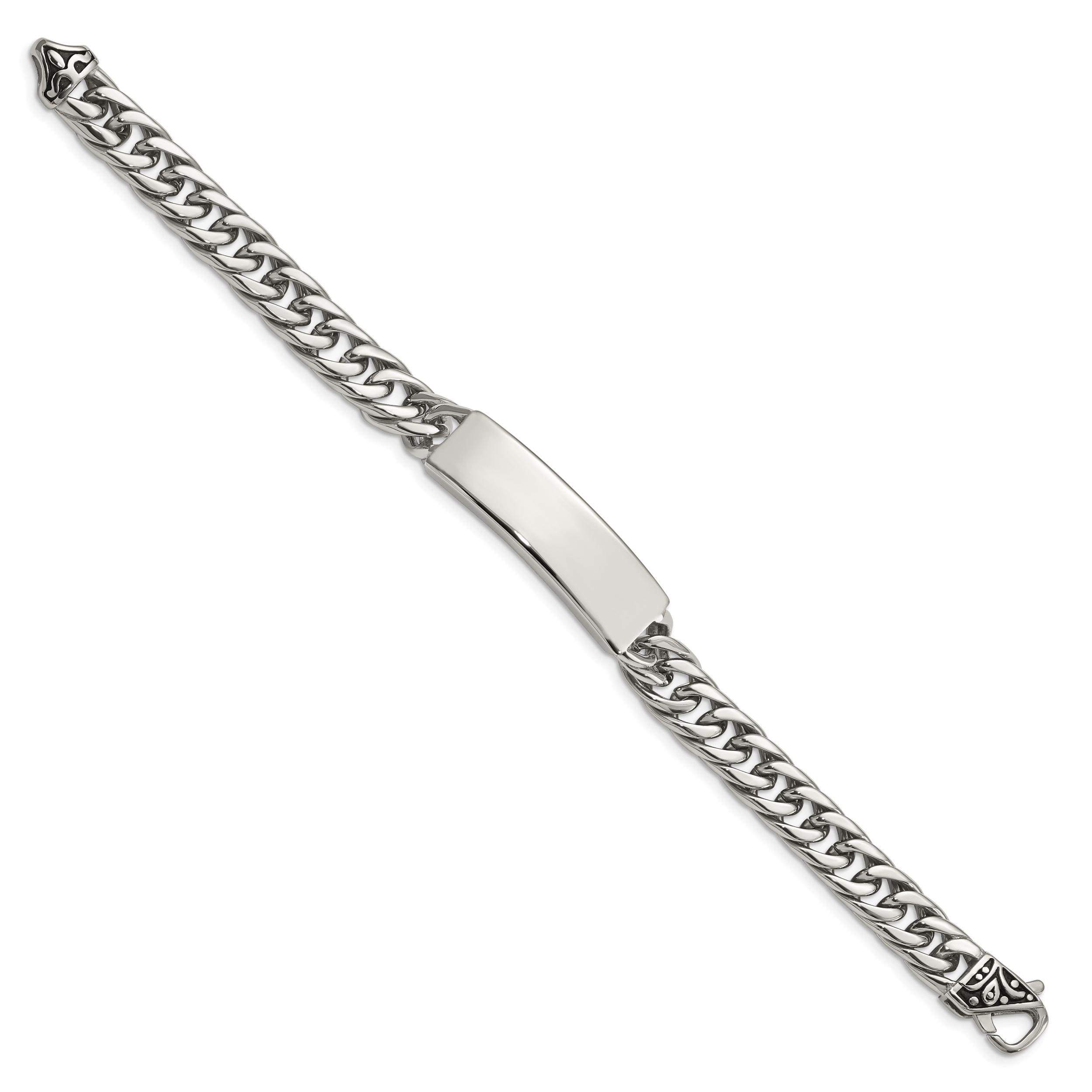 Stainless Steel Antiqued and Polished Curb Chain ID Bracelet for Men Secondary image