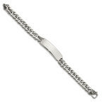 Stainless Steel Antiqued and Polished Curb Chain ID Bracelet for Men