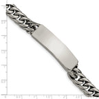Stainless Steel Antiqued and Polished Curb Chain ID Bracelet for Men