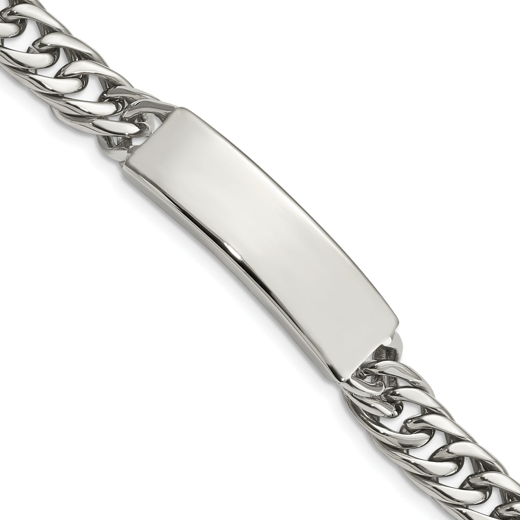 Stainless Steel Antiqued and Polished Curb Chain ID Bracelet for Men