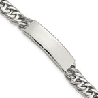 Stainless Steel Antiqued and Polished Curb Chain ID Bracelet for Men