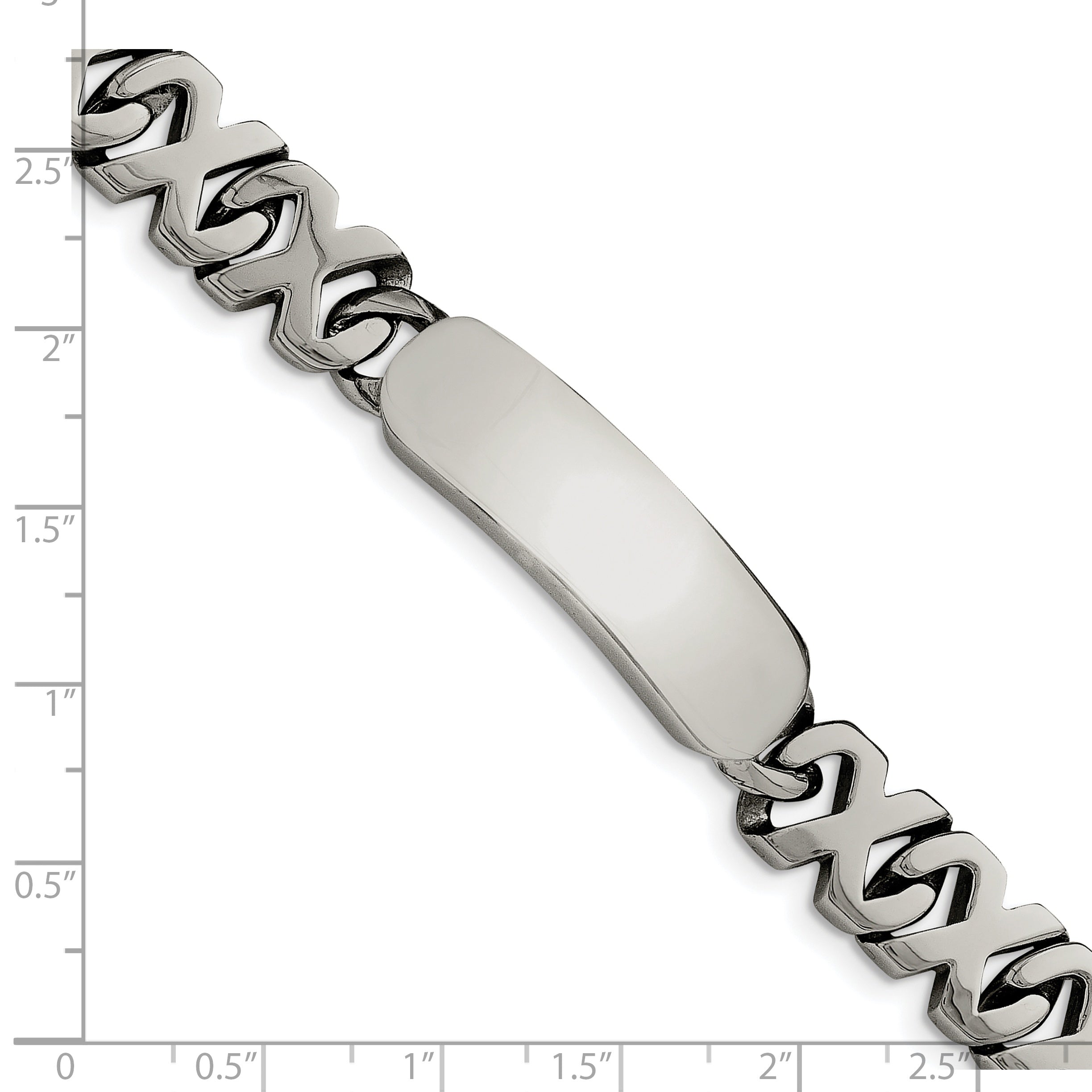 Stainless Steel Polished X Design Link ID Bracelet for Men