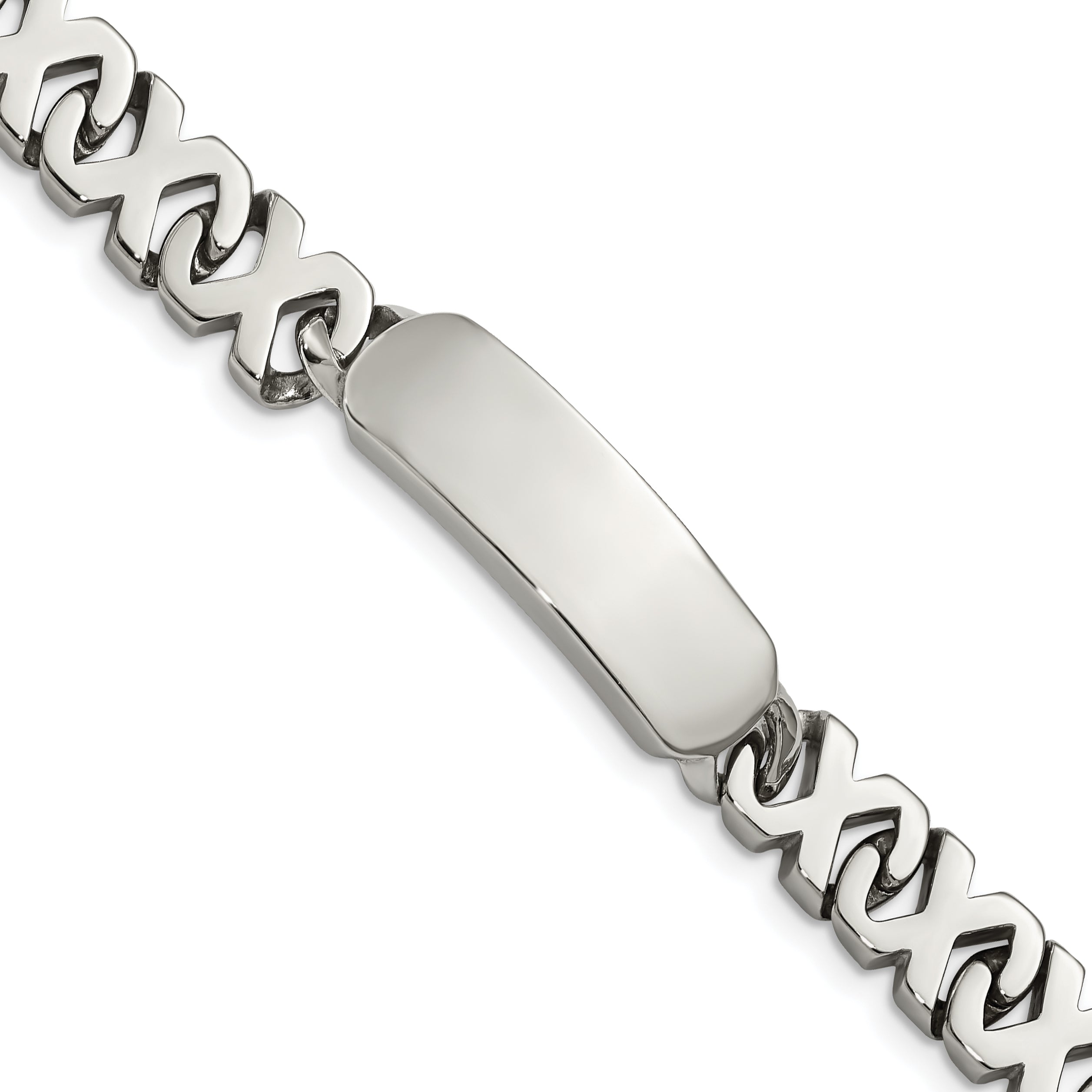 Stainless Steel Polished X Design Link ID Bracelet for Men Main image
