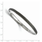 Stainless Steel Polished/Laser Cut Black IP-plated Hammered Bangle Bracelet for Women