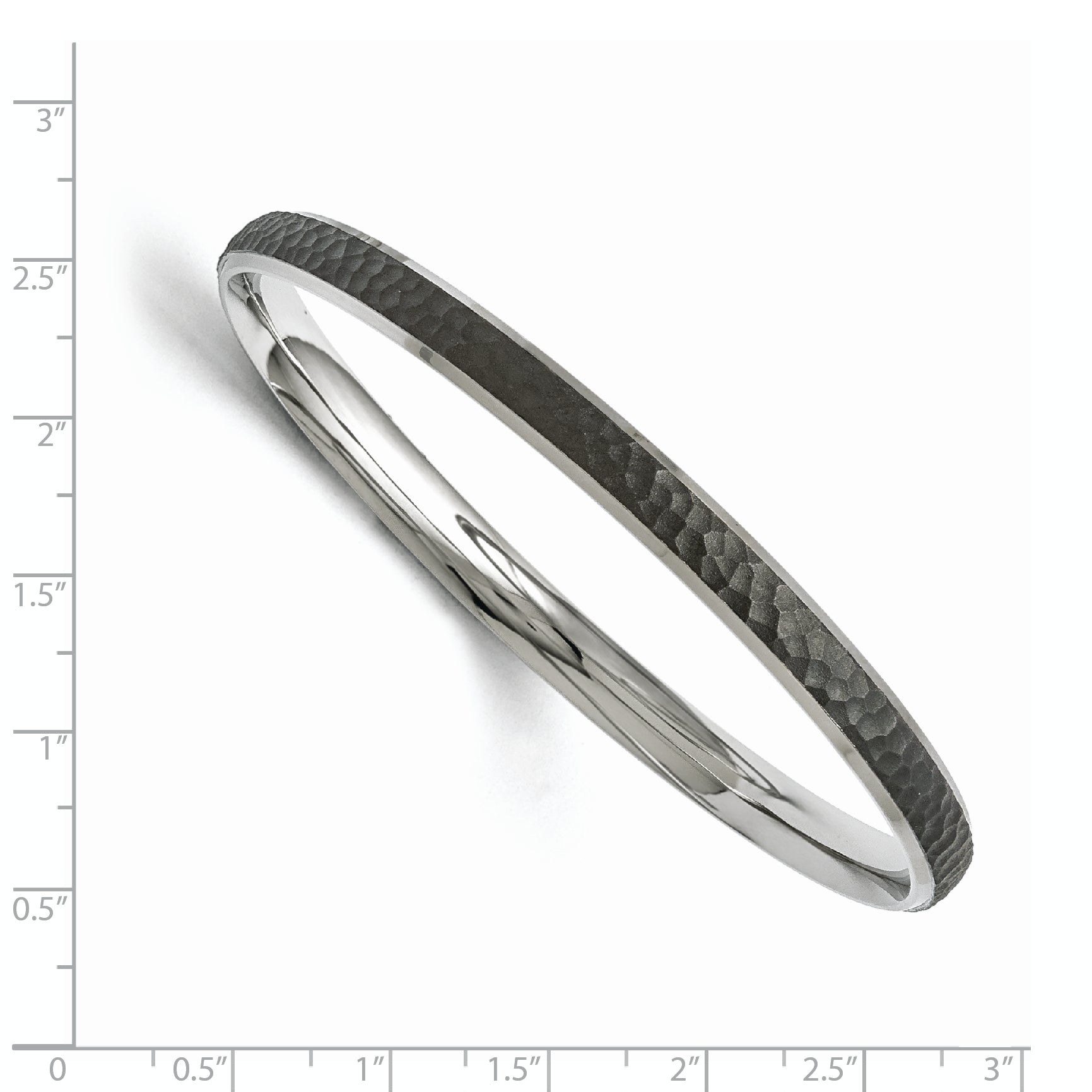 Stainless Steel Polished/Laser Cut Black IP-plated Hammered Bangle Bracelet for Women