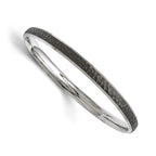 Stainless Steel Polished/Laser Cut Black IP-plated Hammered Bangle Bracelet for Women