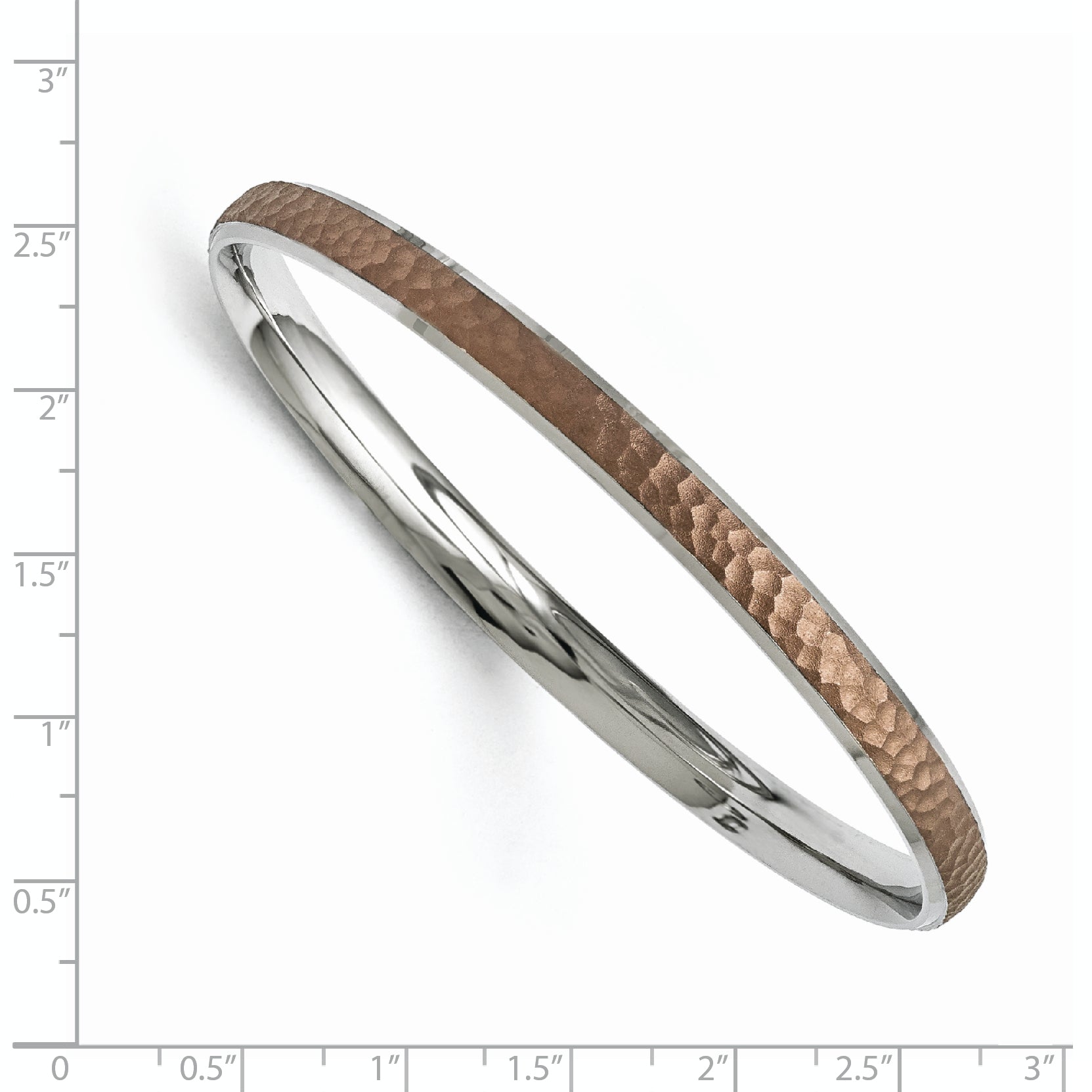Stainless Steel Polished/Laser Cut Maroon IP-plated Hammered Bangle Bracelet for Women