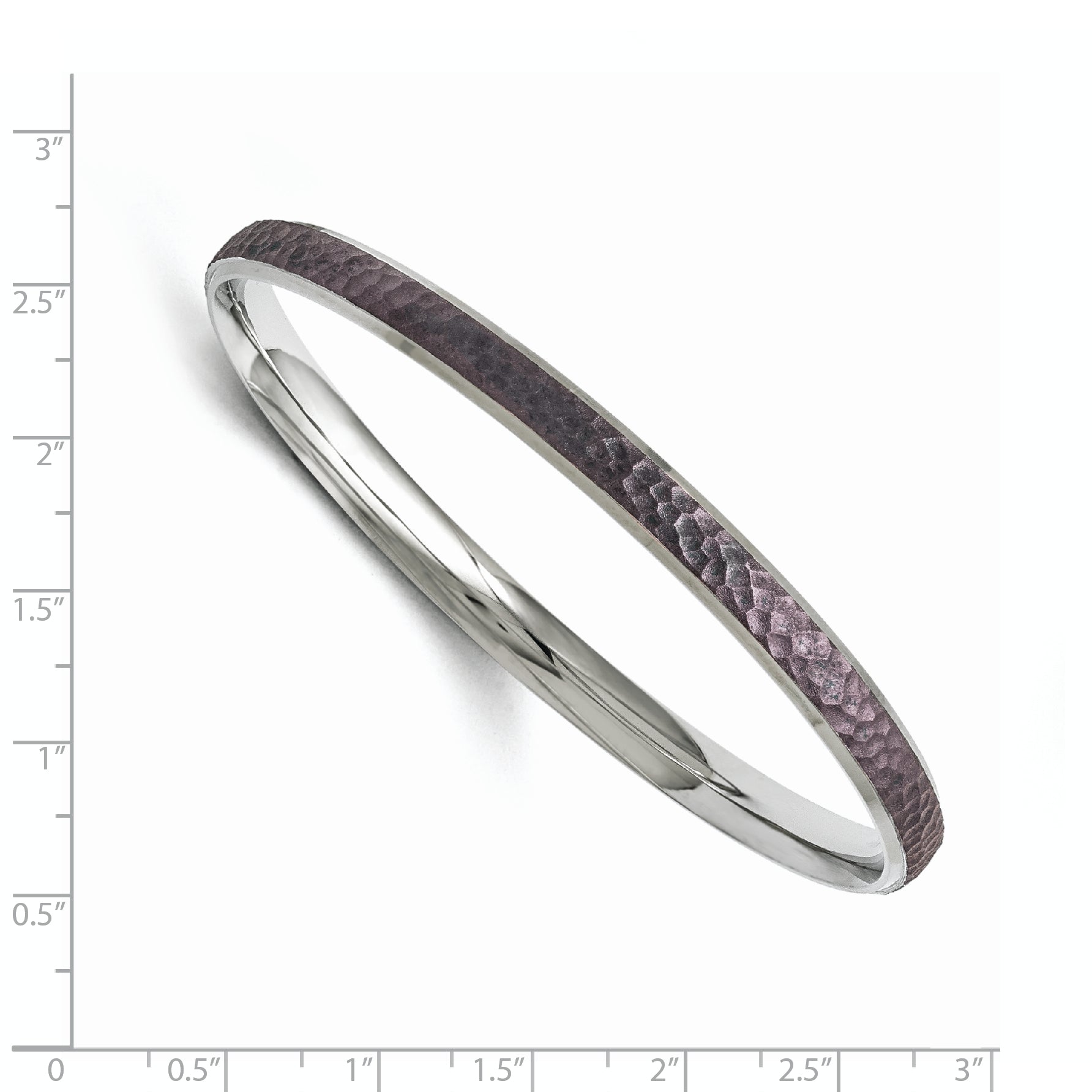 Stainless Steel Polished/Laser Cut Purple IP-plated Hammered Bangle Bracelet for Women Secondary image