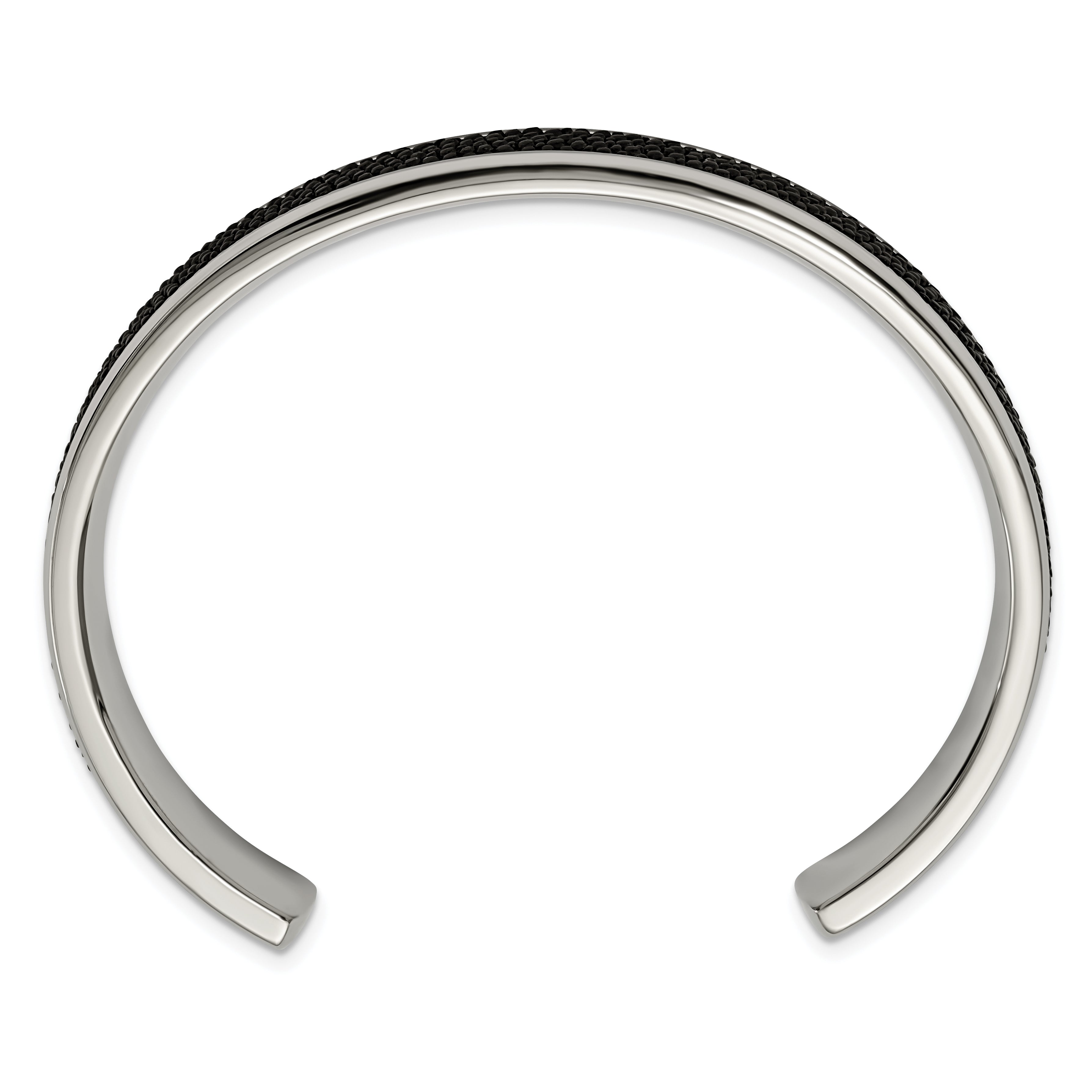 Stainless Steel Polished with Genuine Stingray Inlay Cuff Bangle Bracelet for Men Secondary image