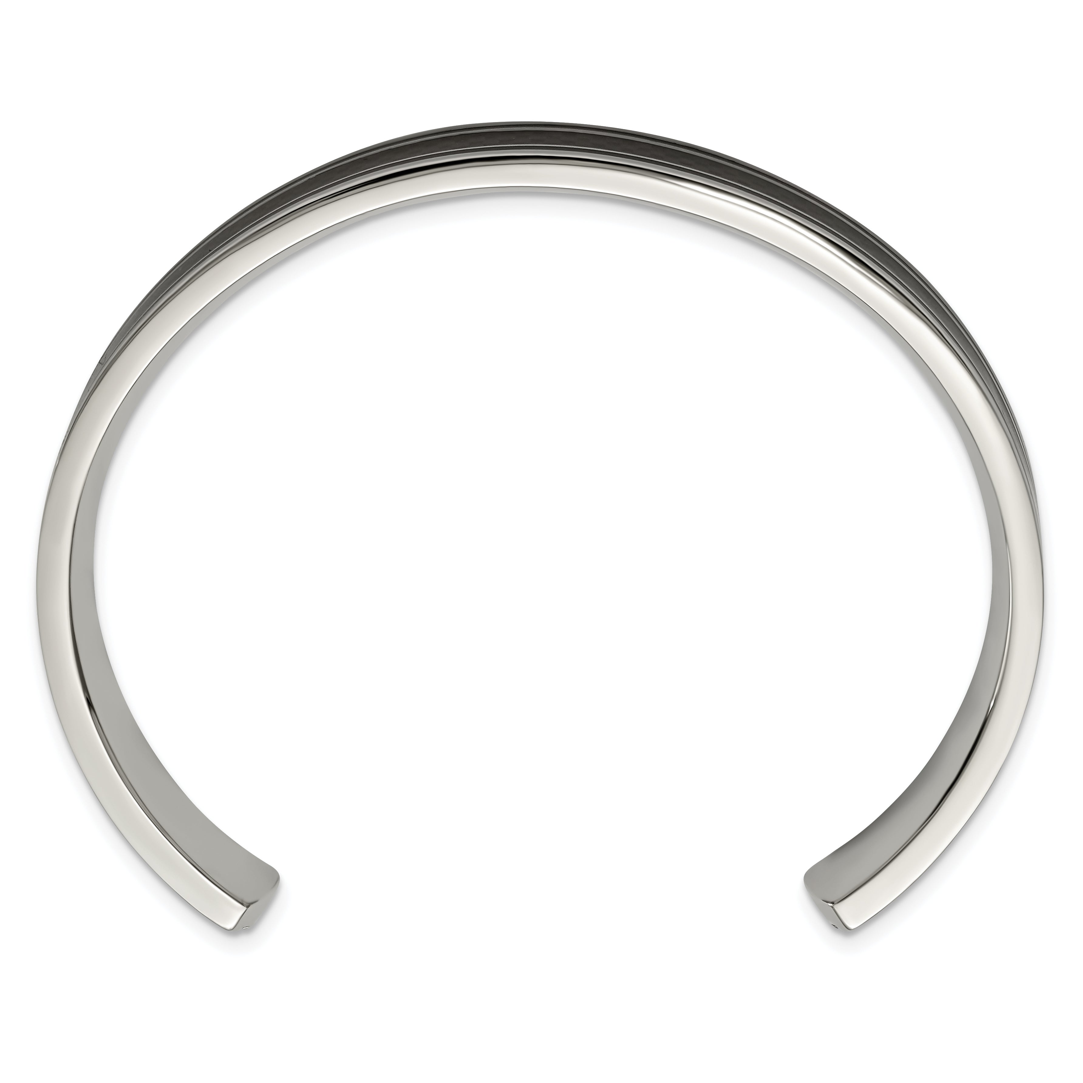 Stainless Steel Polished Black IP-plated with Black Carbon Fiber Inlay Cuff Bangle Bracelet for Men Secondary image