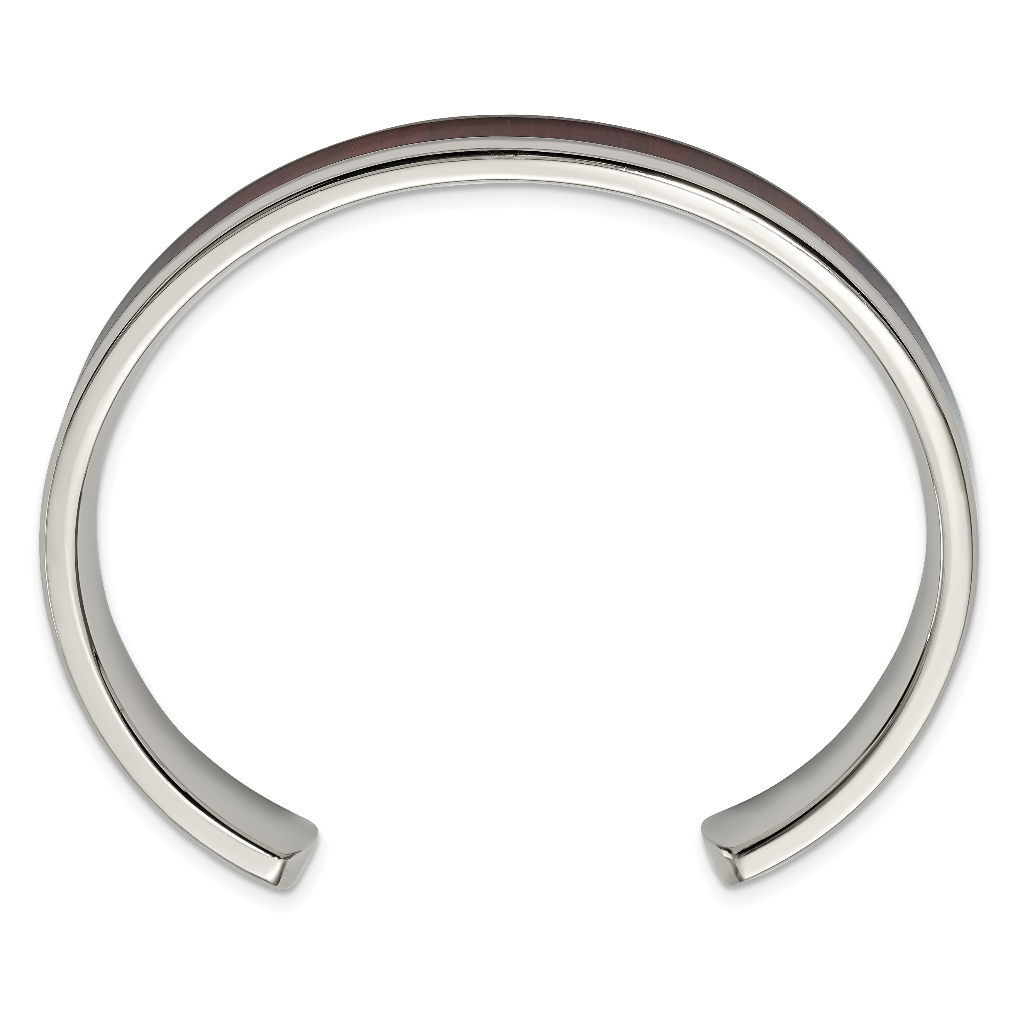 Stainless Steel Polished with Red/Orange Koa Wood Inlay Cuff Bangle Bracelet for Men Secondary image