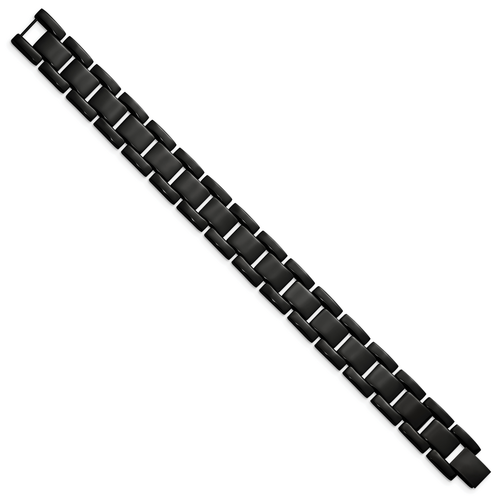Stainless Steel Polished Black IP-plated Link Bracelet for Men