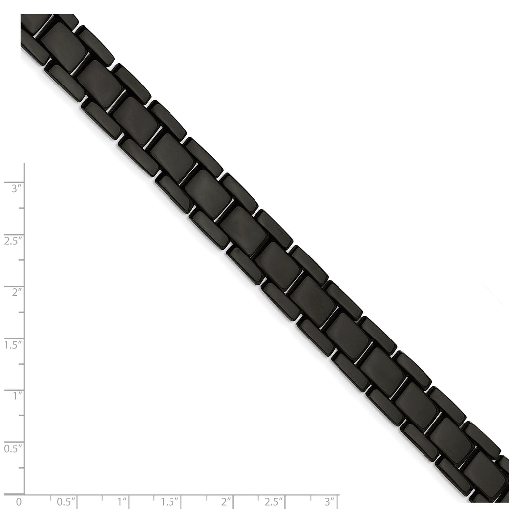 Stainless Steel Polished Black IP-plated Link Bracelet for Men
