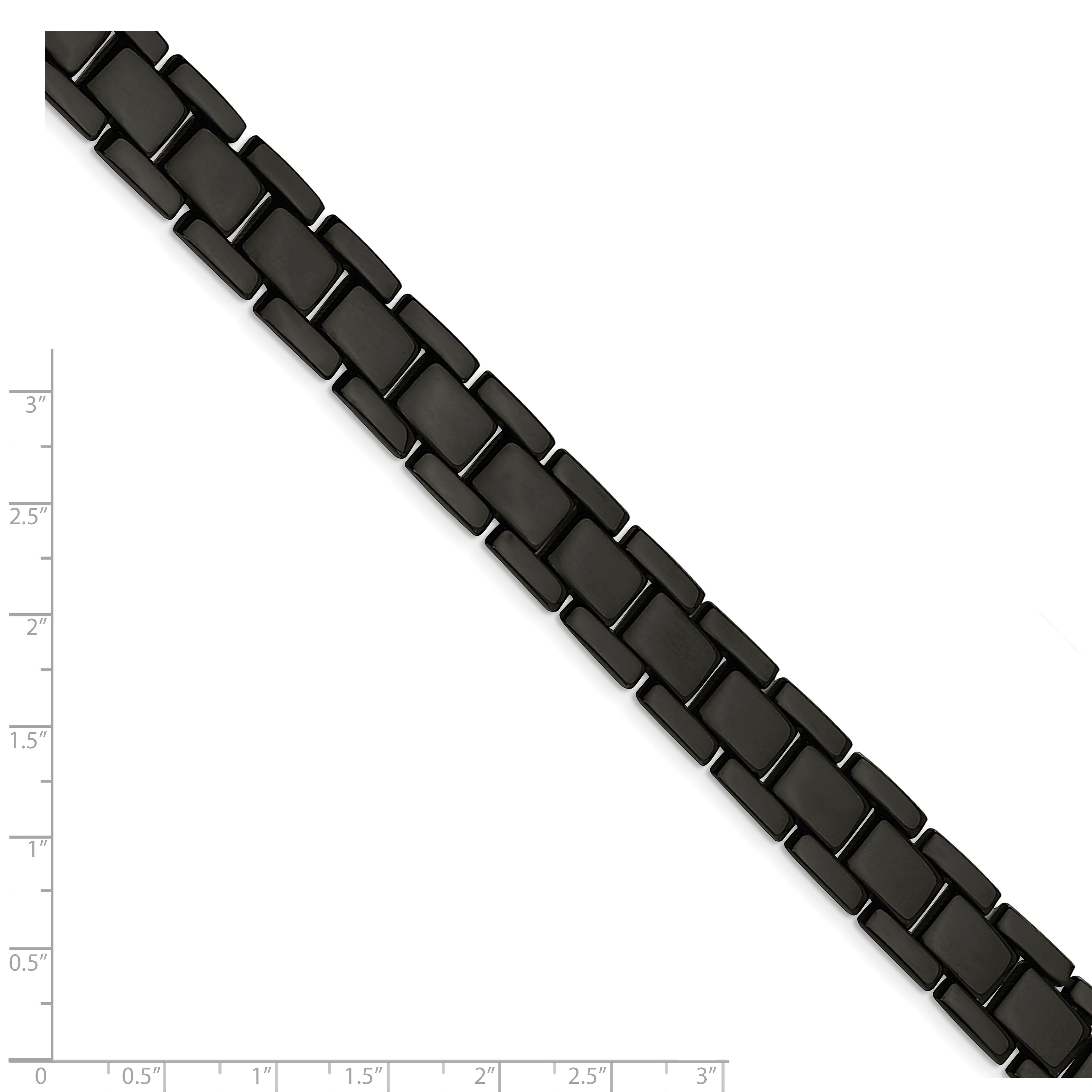 Stainless Steel Polished Black IP-plated Link Bracelet for Men