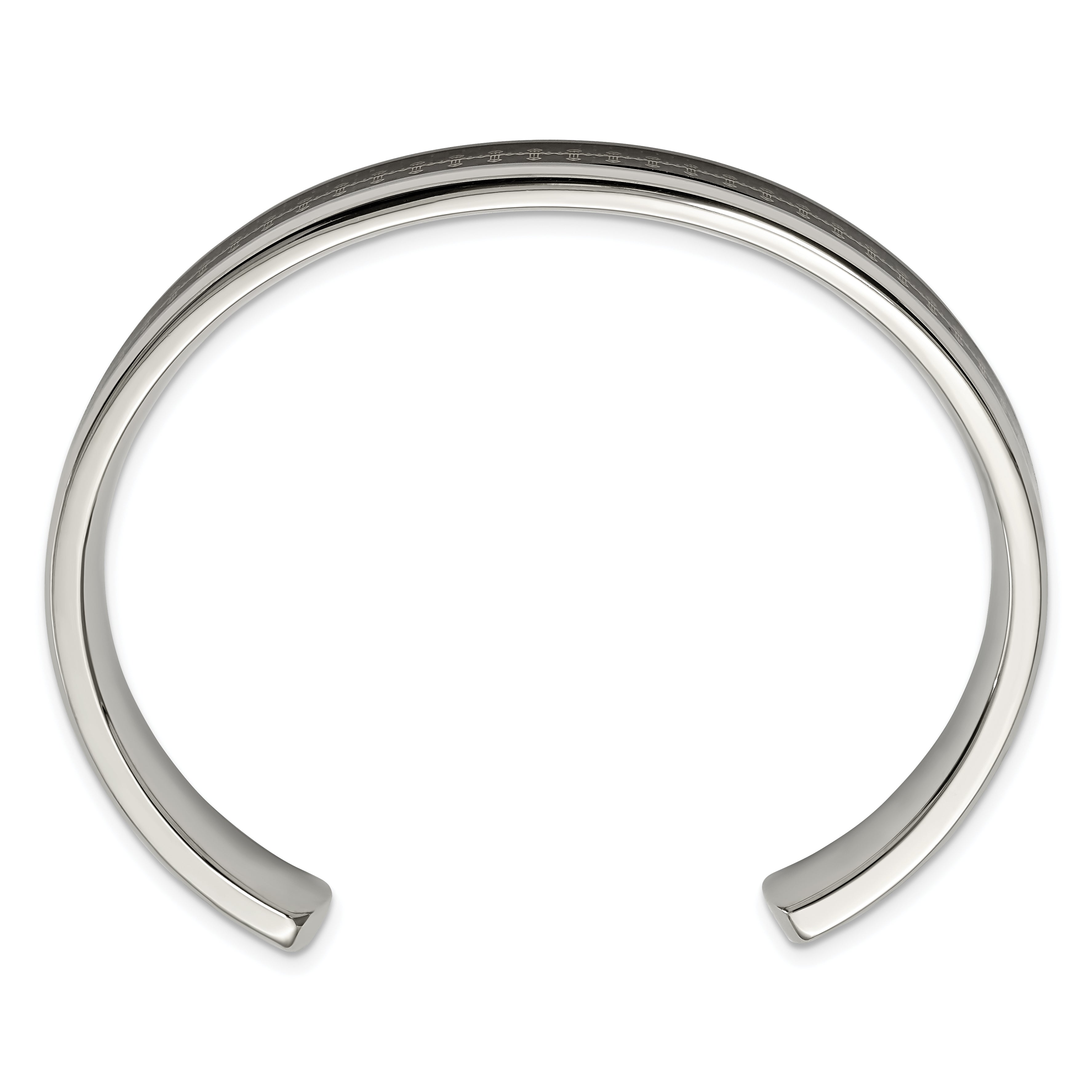 Stainless Steel Polished Yellow IP with Carbon Fiber Inlay Cross Bangle Bracelet for Men Main image