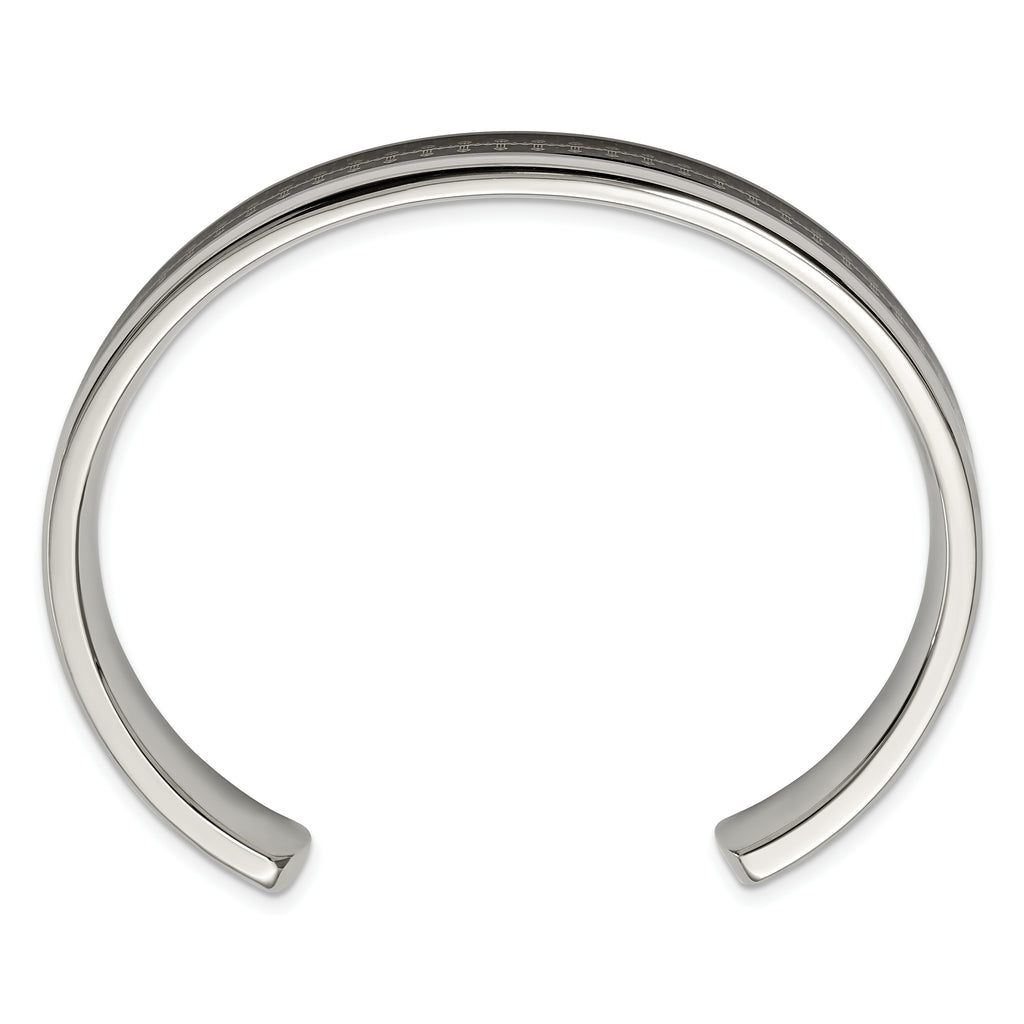 Stainless Steel Polished Yellow IP with Carbon Fiber Inlay Cross Bangle Bracelet for Men