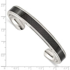 Stainless Steel Polished with Black Carbon Fiber Inlay Cuff Bangle Bracelet for Men