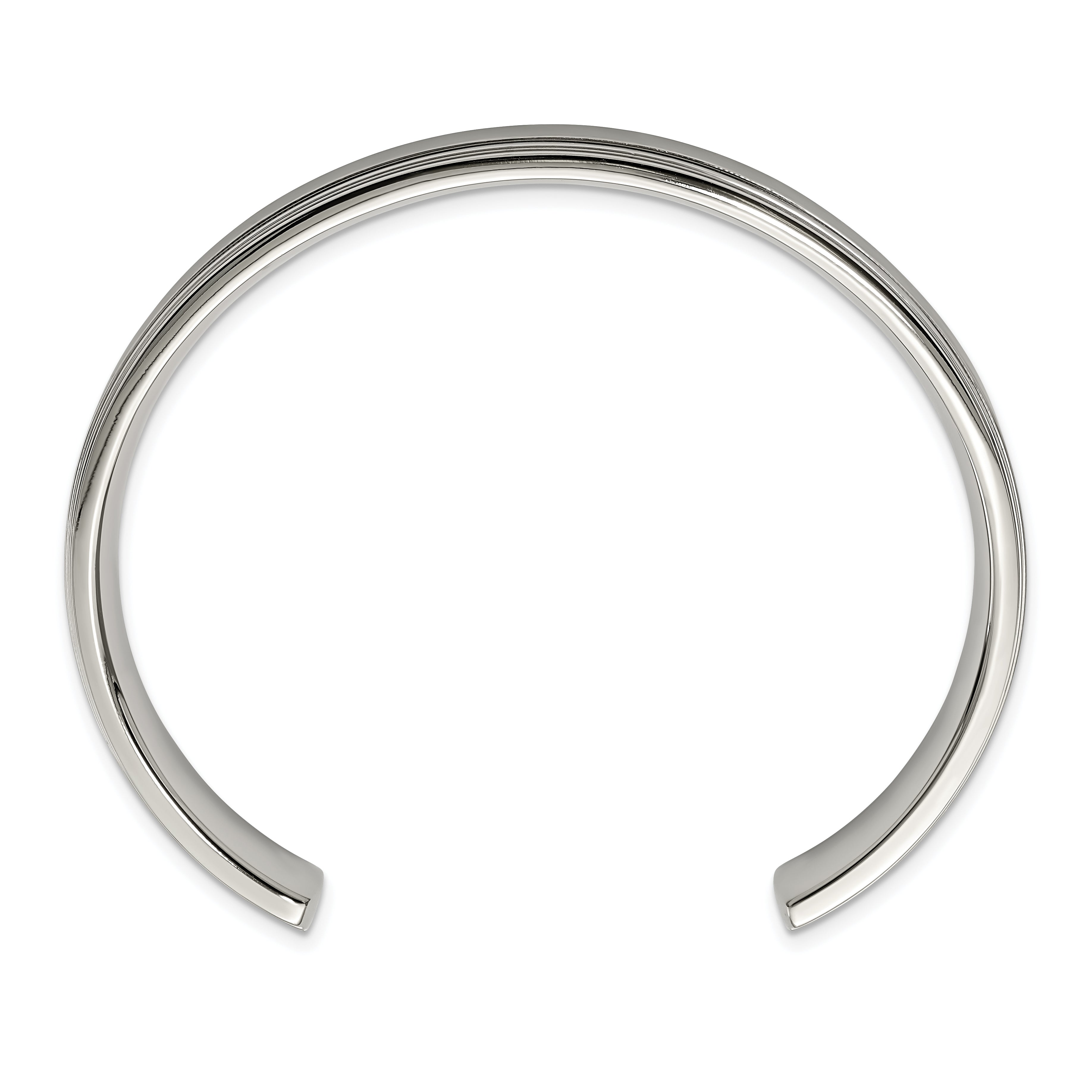 Stainless Steel Brushed and Polished Double Step Edge 11mm Cuff Bangle Bracelet Secondary image