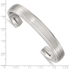 Stainless Steel Brushed and Polished Double Step Edge 11mm Cuff Bangle Bracelet