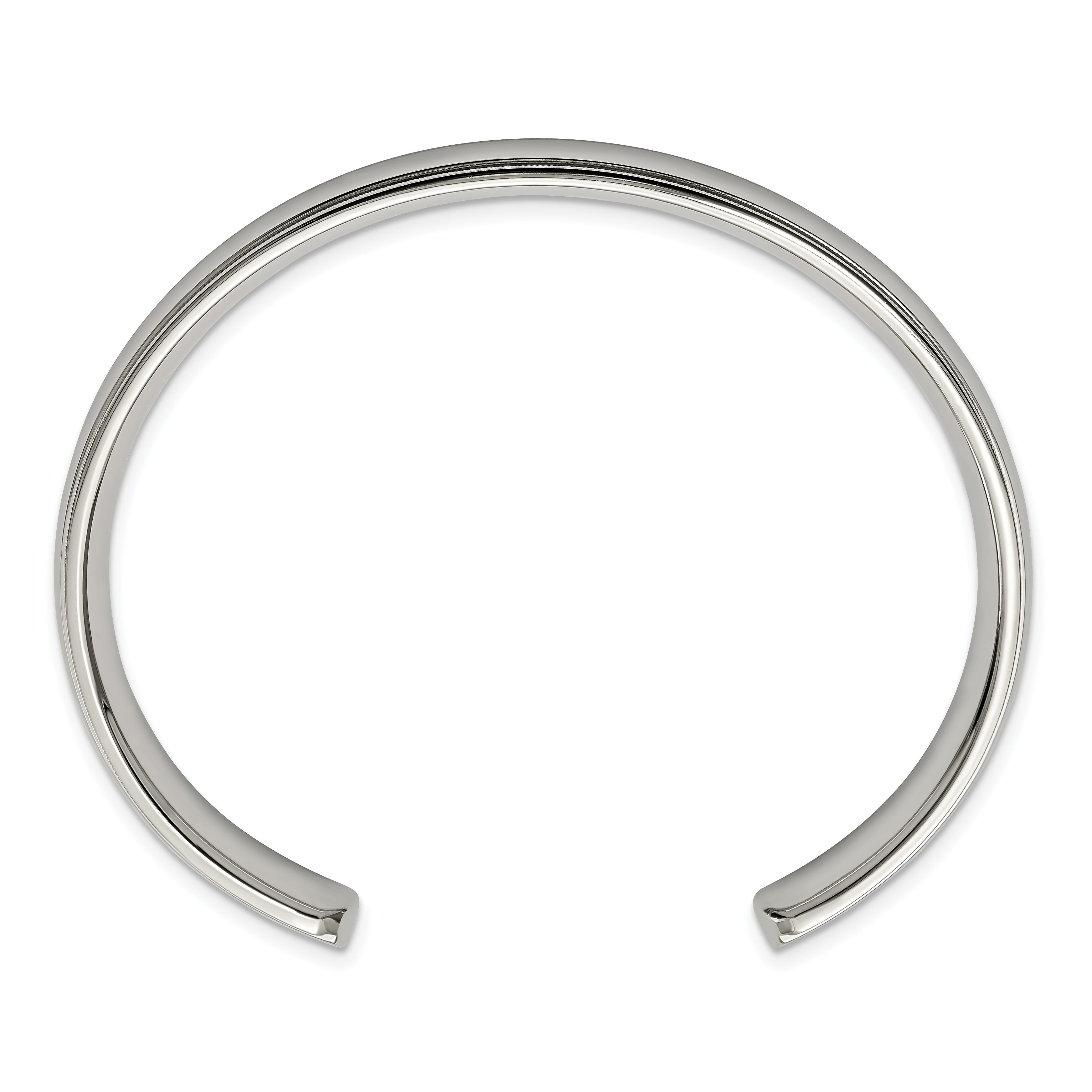Stainless Steel Polished and Grooved 9mm Cuff Bangle Bracelet Secondary image