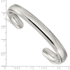 Stainless Steel Polished and Grooved 9mm Cuff Bangle Bracelet