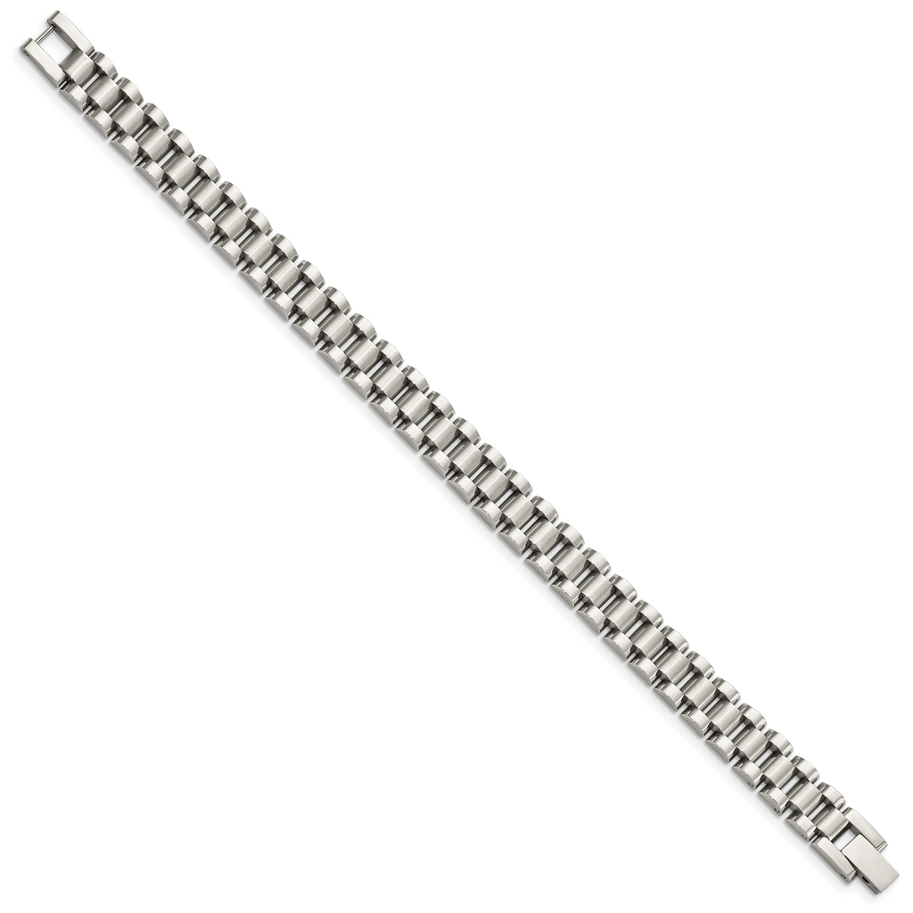 Stainless Steel Brushed and Polished Link Bracelet for Men