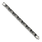 Stainless Steel Polished Mesh with Black Ceramic Link Bracelet for Men