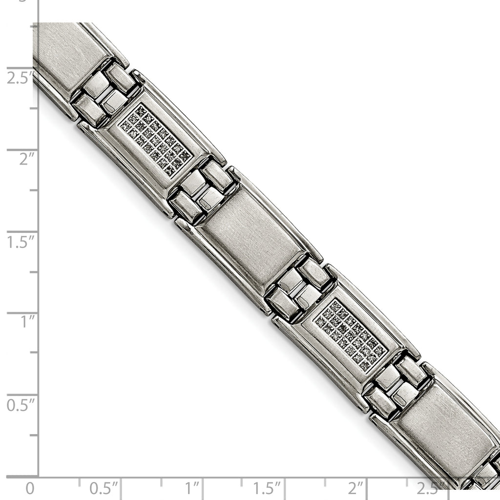 Stainless Steel Polished and Matte with 3/4 carat Diamond Bracelet for Men