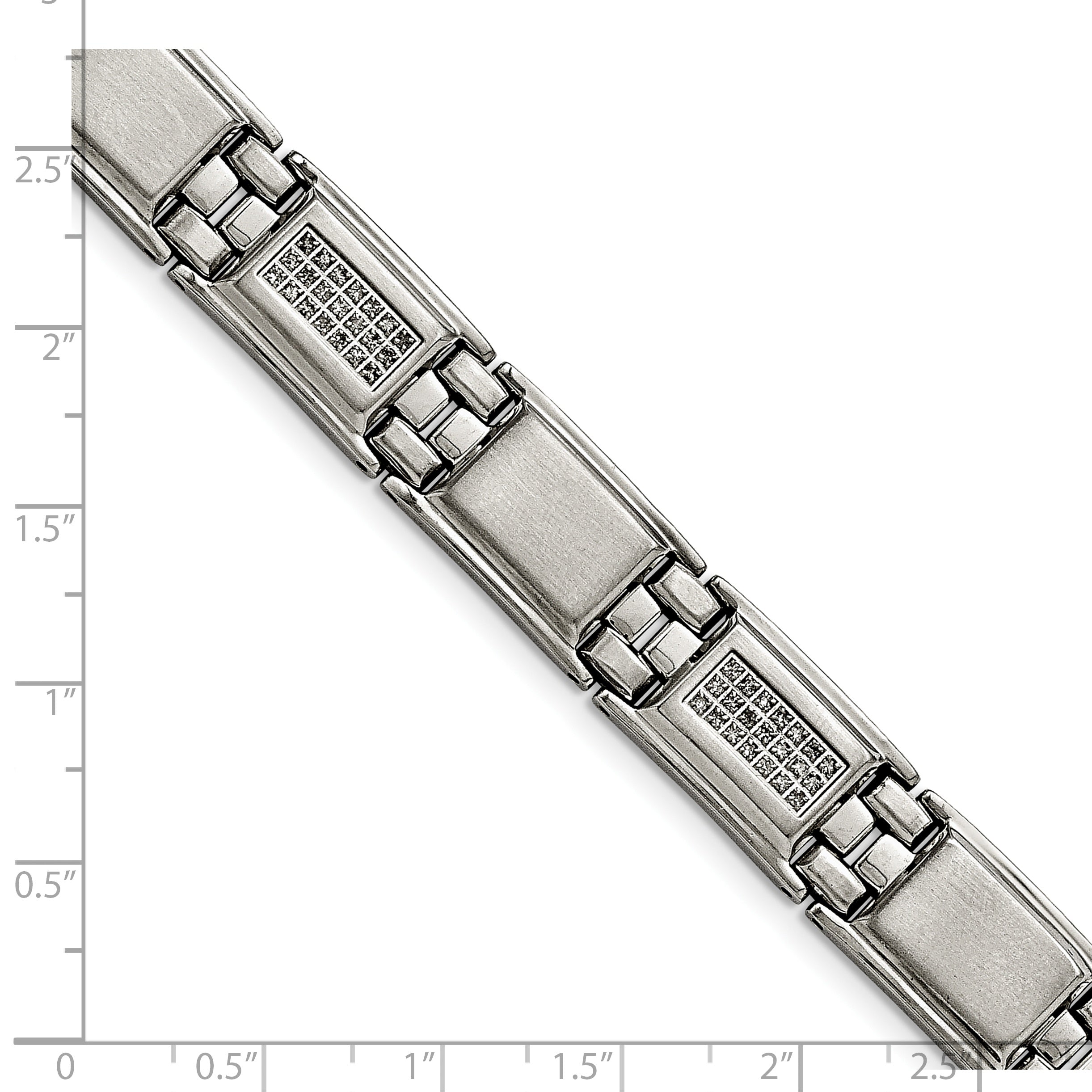Stainless Steel Polished and Matte with 3/4 carat Diamond Bracelet for Men