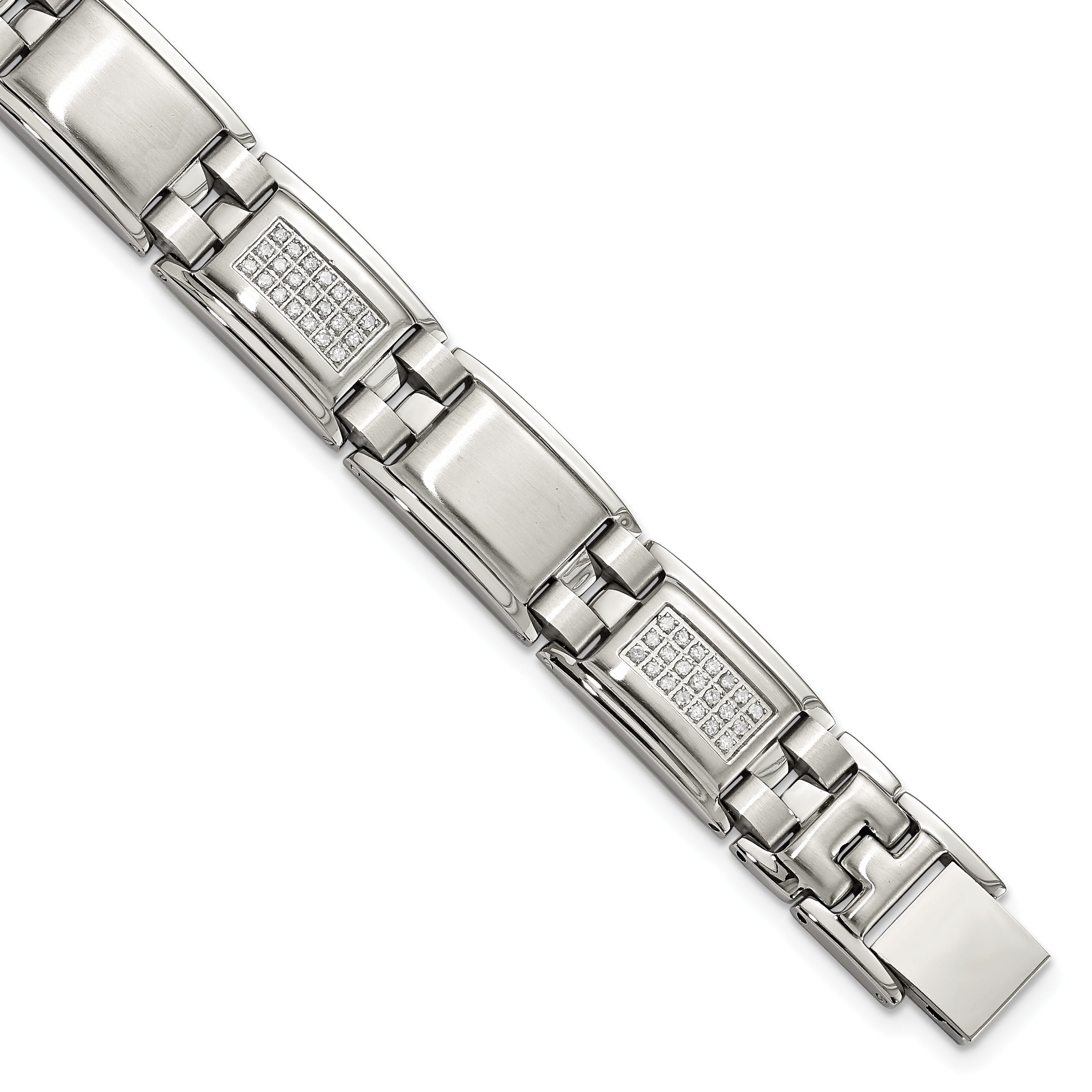 Stainless Steel Polished and Matte with 3/4 carat Diamond Bracelet for Men Main image