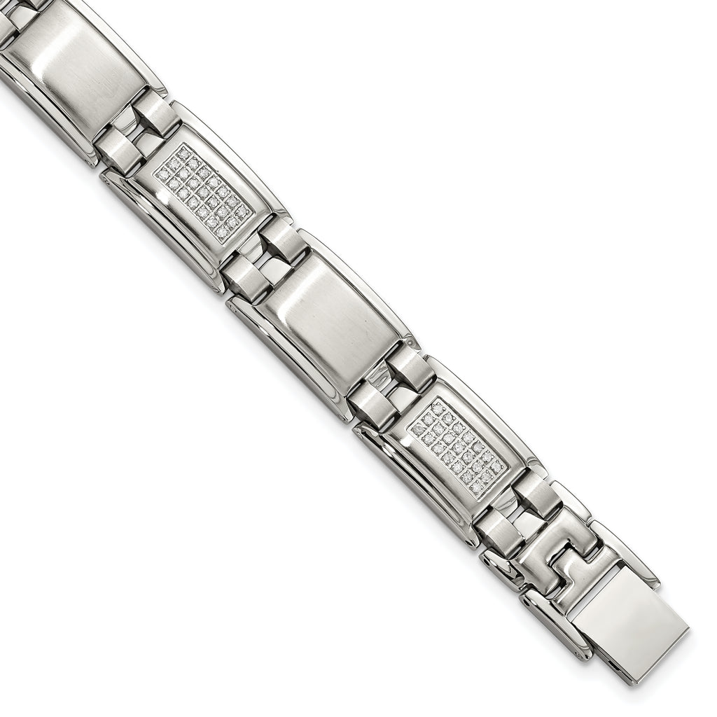 Stainless Steel Polished and Matte with 3/4 carat Diamond Bracelet for Men