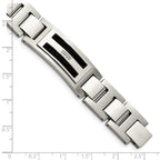 Stainless Steel Polished and Matte Black IP-plated with .05 carat Diamond Bracelet for Men