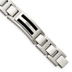Stainless Steel Polished and Matte Black IP-plated with .05 carat Diamond Bracelet for Men