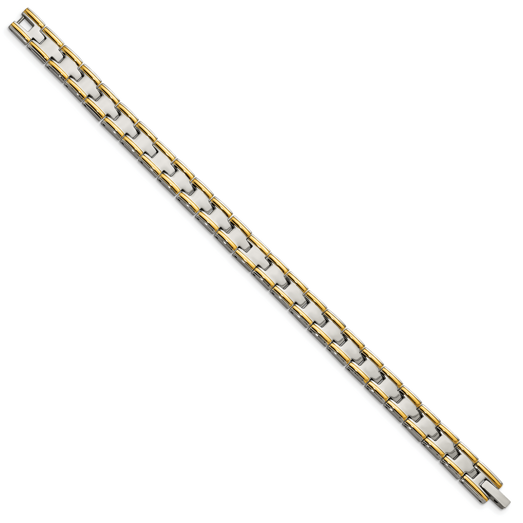 Stainless Steel Polished Yellow IP-plated Link Bracelet for Men
