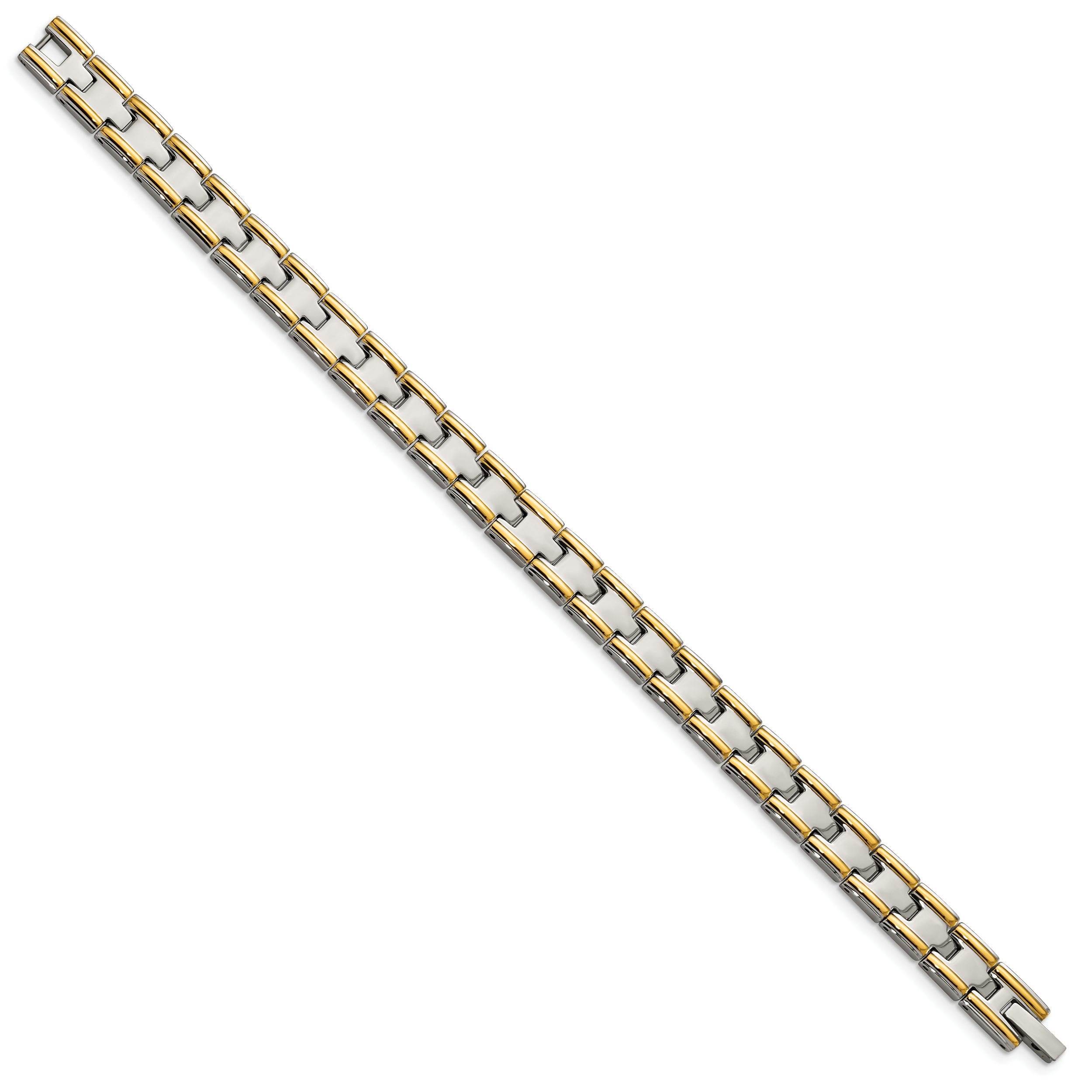 Stainless Steel Polished Yellow IP-plated Link Bracelet for Men