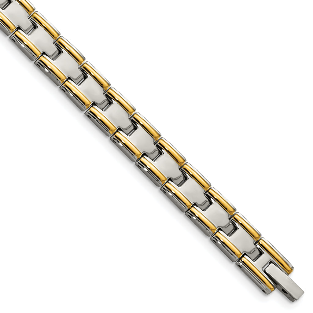 Stainless Steel Polished Yellow IP-plated Link Bracelet for Men