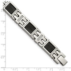 Stainless Steel Polished Black IP-plated Mesh with 1/3 carat Diamond Bracelet for Men