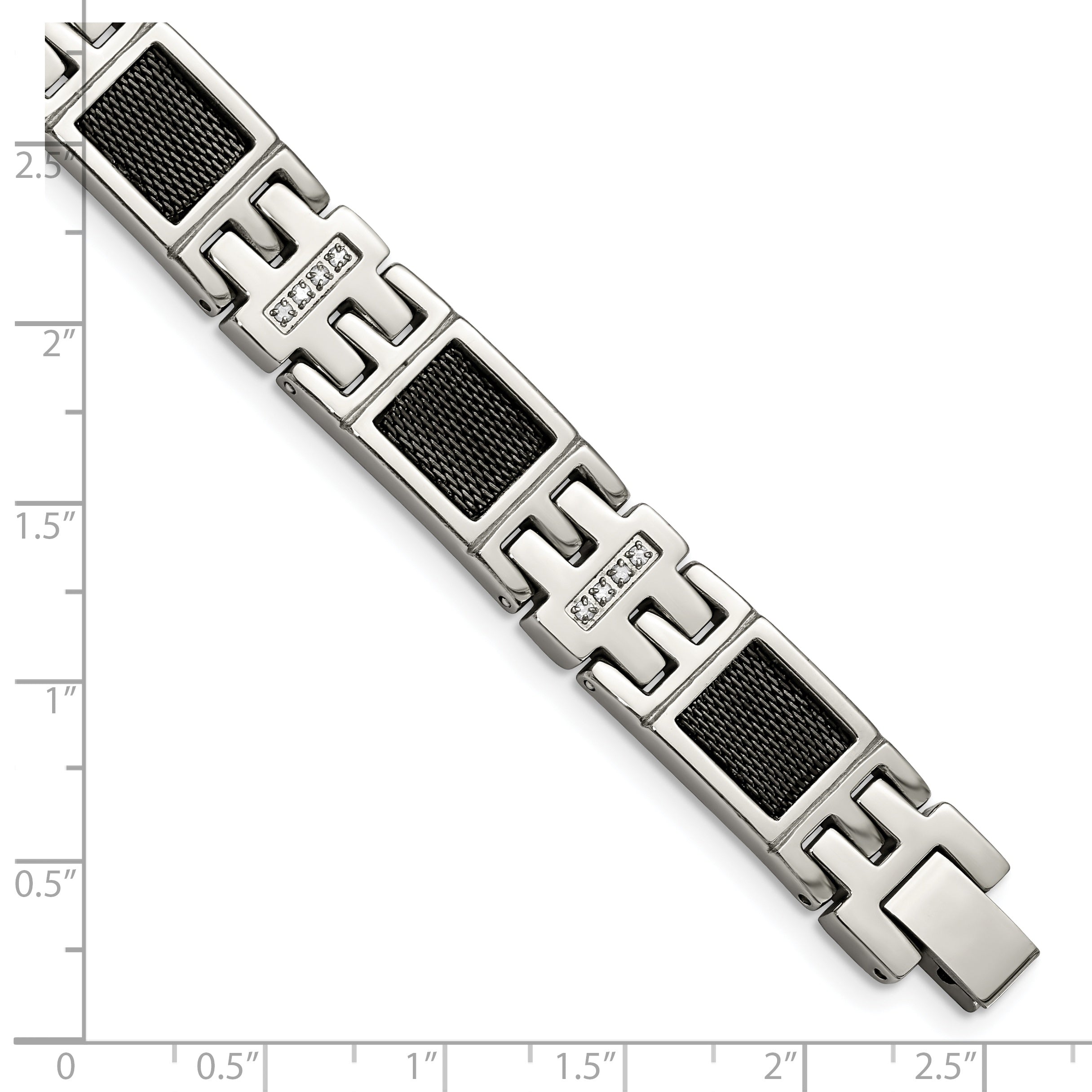 Stainless Steel Polished Black IP-plated Mesh with 1/3 carat Diamond Bracelet for Men