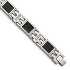 Stainless Steel Polished Black IP-plated Mesh with 1/3 carat Diamond Bracelet for Men